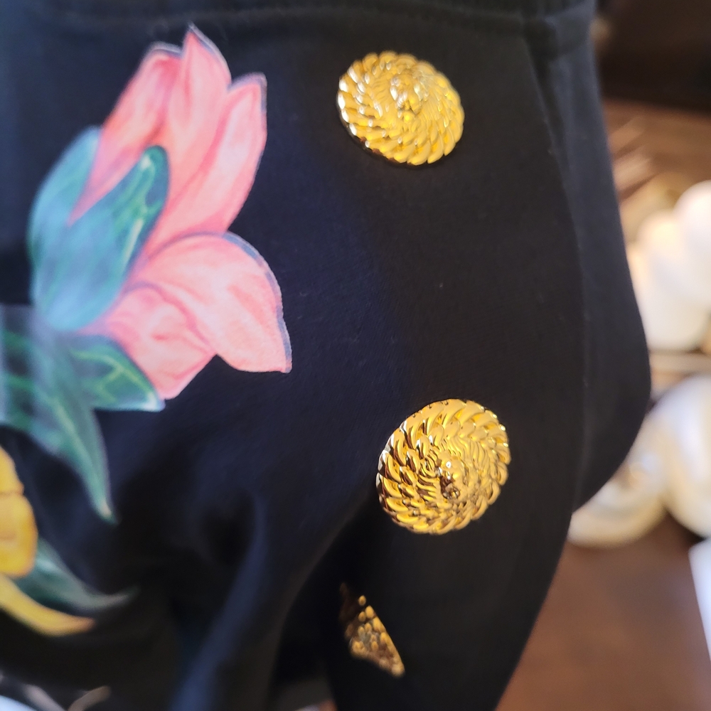 Balmain Black Floral Graphic T-Shirt - Picture 3 of 5